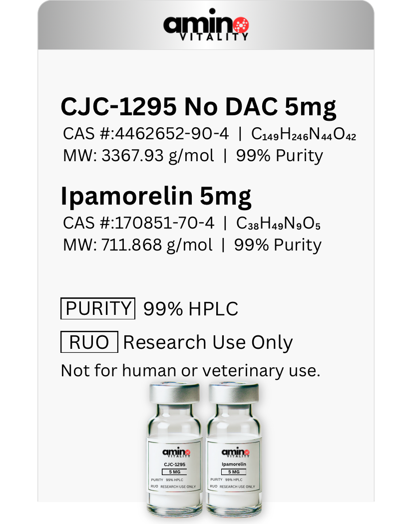 CJC-1295 No DAC 5 mg + Ipamorelin 5 mg - Unblended- 10 Mg Total