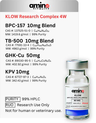 KLOW Research Complex 4W- BPC157 10 MG/TB500 10 MG/GHK-CU 50 MG/KPV 10 MG Blend - 80 mg Total