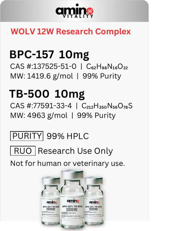 WOLV 12W RESEARCH COMPLEX - (3) BPC-157 / TB-500 20 MG BLEND, 60 MG TOTAL