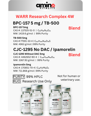 WARR Research Complex 4W 40 MG TOTAL: (2) BPC-157 / TB-500 10 mg Blend and (2) CJC-1295 No DAC / Ipamorelin 10 mg Blend - 40 MG Total