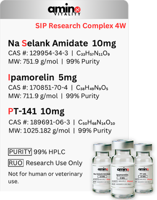 SIP Research Complex  - (1) NA Selank Amidate 10 mg  (1) Ipamorelin 5 mg, and (1) PT-141 10 mg