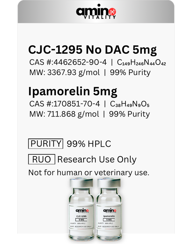 CJC-1295 No DAC 5 mg + Ipamorelin 5 mg - Unblended- 10 Mg Total