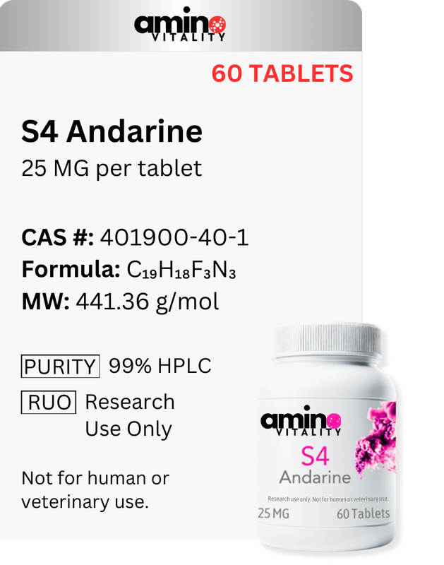 S4 Andarine 25 mg x 60 Tablets, 1500 mg Total