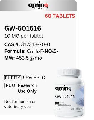 GW-501516 10 mg x 60 Tablets, 600 mg Total GW-501516 10 mg x 60 Tablets, 600 mg Total