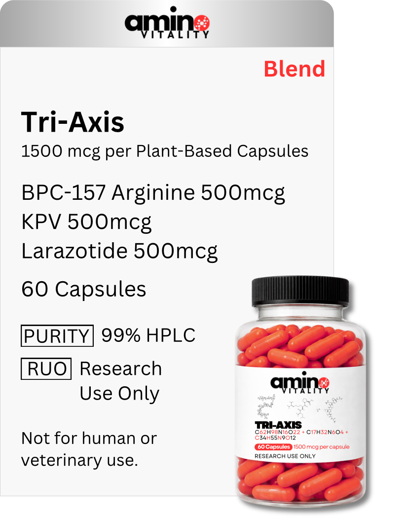 Tri-Axis - BPC-157 + KPV + Larazotide - 1500 mcg (Plant-Based Capsules)