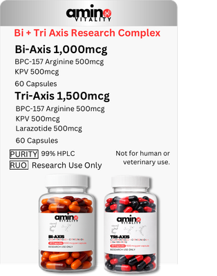 Bi-Axis (BPC-157 + KPV) 1000mcg + Tri-Axis (BPC-157 + KPV + Larazotide) 1500 mcg