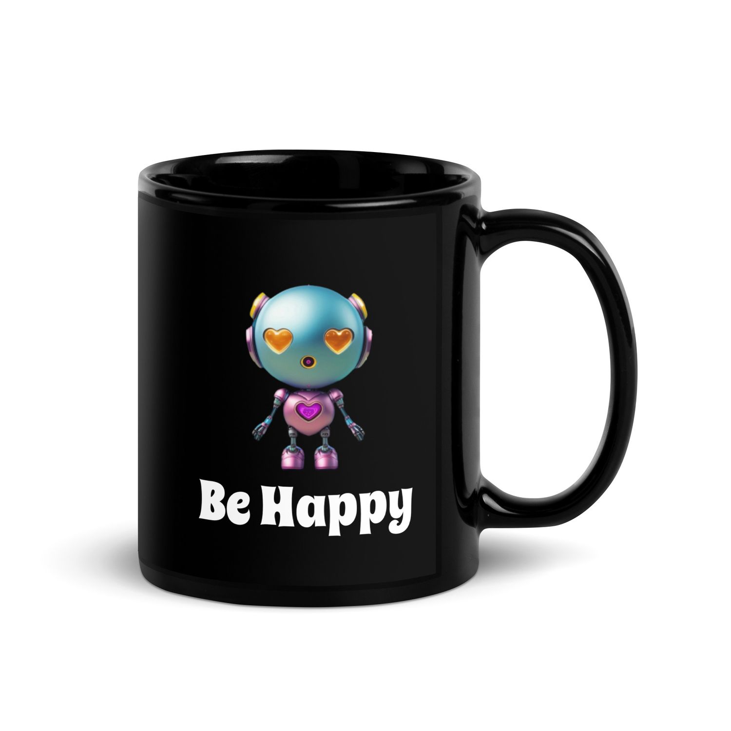 Cute iBott Black Glossy Mug