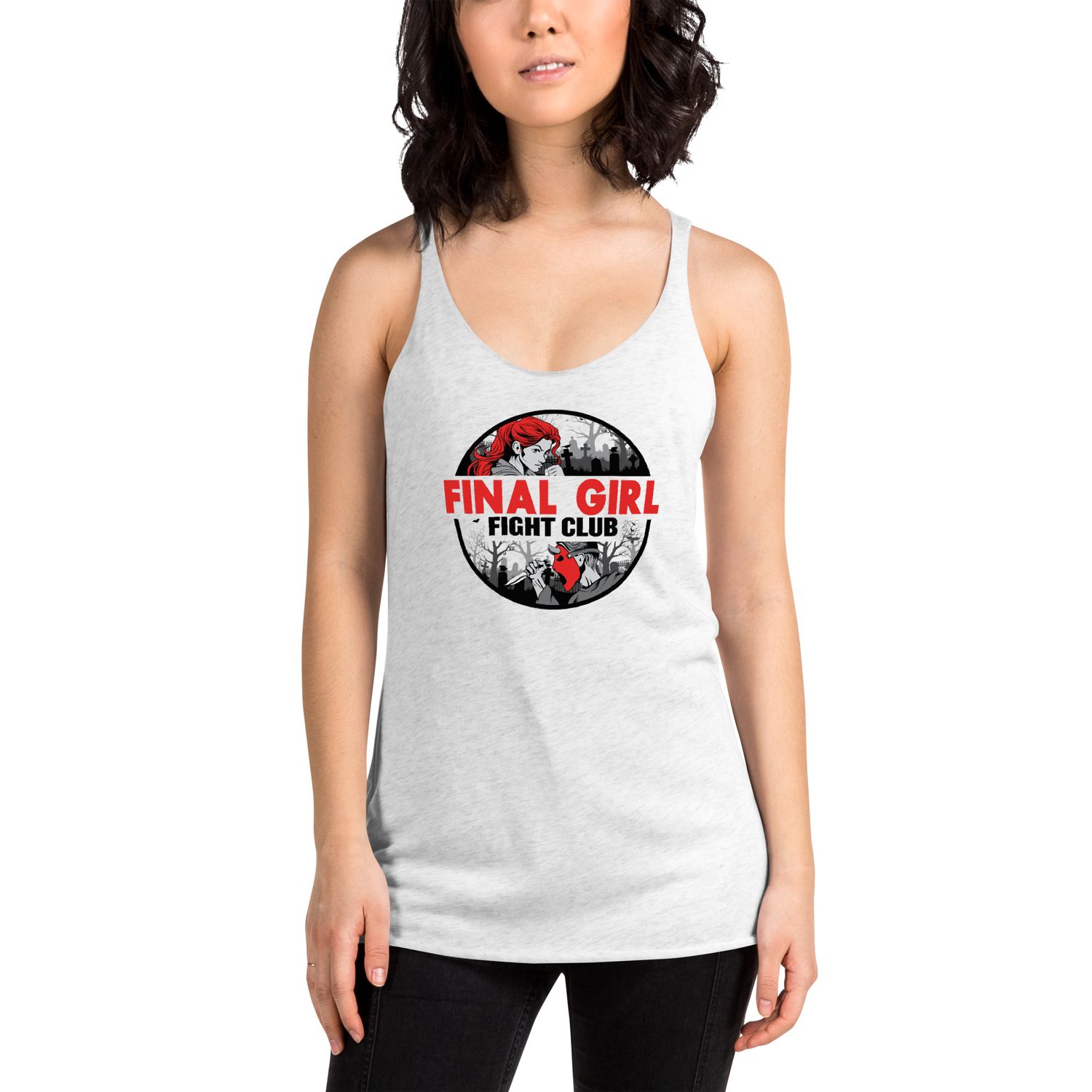 Fighters Heritage &quot;Final Girl Fight Club&quot; Racerback Tank-White