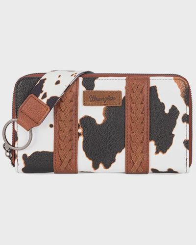 Wrangler Ladies Cow Print Brown Wristlet Wallet WG133-W006BR
