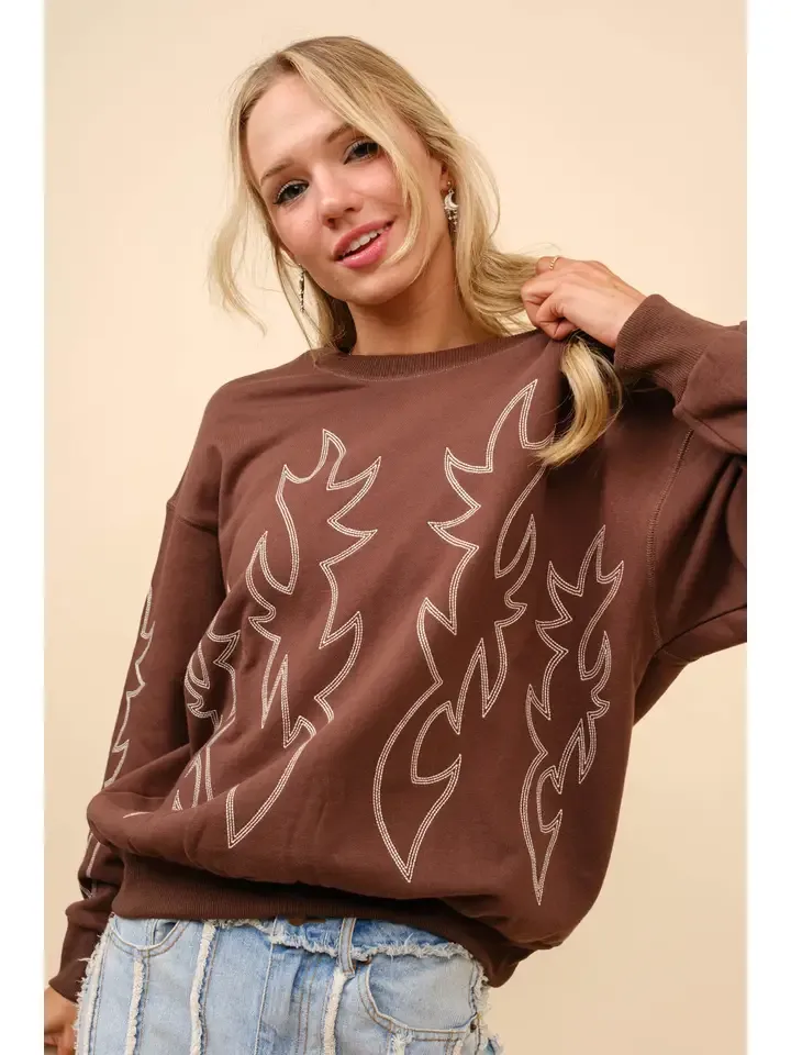 Brown boot stitch sweater 36319