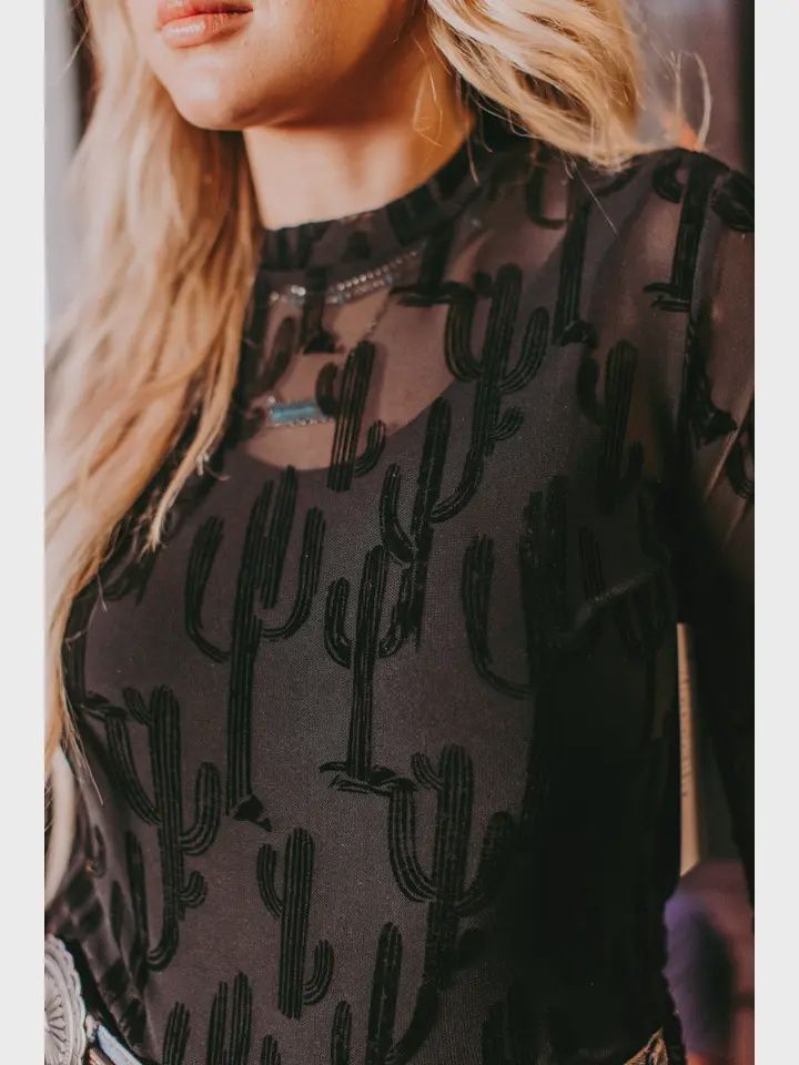 MK536 All About Cactus 3D Print Mesh Top Black