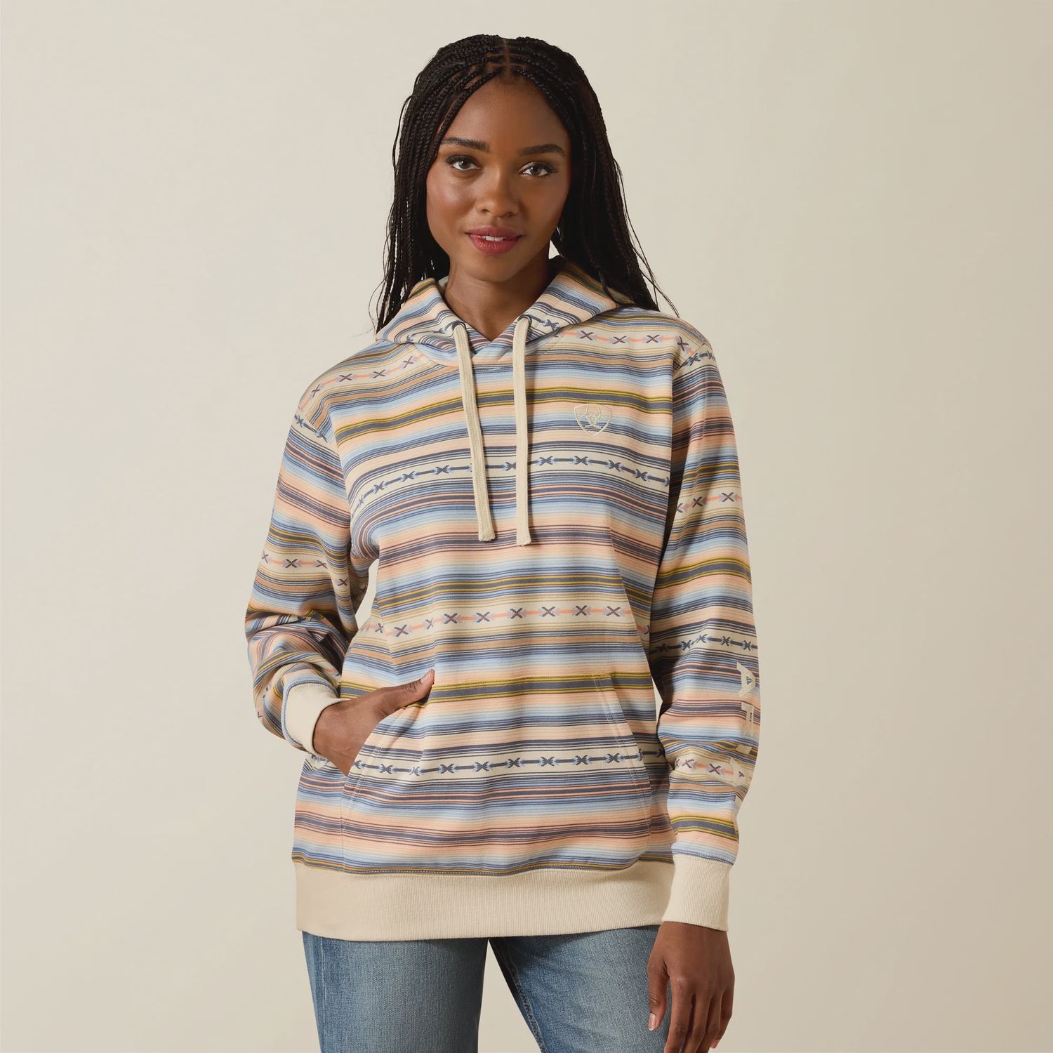 10071433 WMS MULTICOLOR SERAPE ARAIT LOGO HOODIE