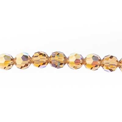 Preciosa 5in Strand Round 8mm 15pcs Light Colorado Topaz AB