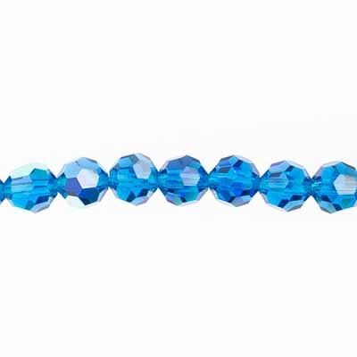 Preciosa 5in Strand Round 6mm 21pcs Capri Blue AB .  41100-04