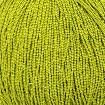 Seed Beads 11/0 Op.  Light Green Strung 01024
