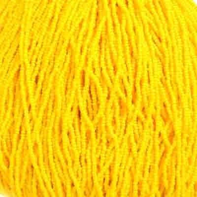 Seed Beads 11/0 Opaque Golden Yellow Strung 34917