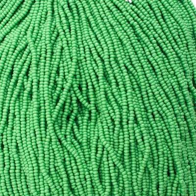 Czech Seed Bead 11/0 Opaque Medium Green Strung34911