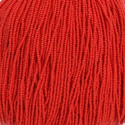 Seed Beads 11/0 Medium Red Opaque Strung 4913