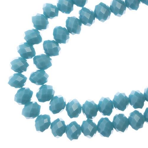 Crystal Lane Rondelle 2Strand 7in (apx58pcs) 6x8mm Opaque Turquoise Blue 90104-27