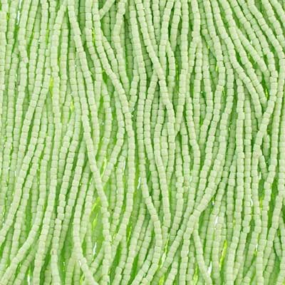 Seed Beads 3 Cut 10/0 Op. Pale Green Strung 1745