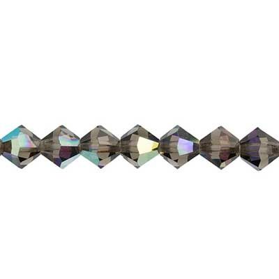 Preciosa Czech Crystal Bead Rondell 4mm 40pcs  Black Diamond AB 037