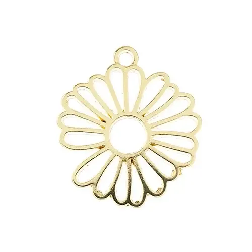 Beadwork Findings Gold Pendant Flower 25x28mm 4pcs