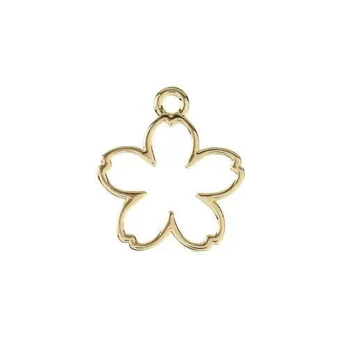 Beadwork Findings Gold Pendant Five Petal Flower 15x17mm 7pcs