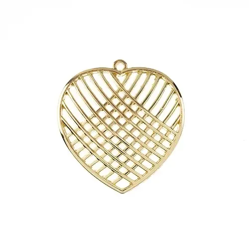 Beadwork Findings Gold Pendant Crossed Heart 29x31mm 4pcs