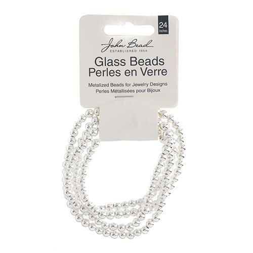 Metalized Glass Bead 4mm Silver 2in