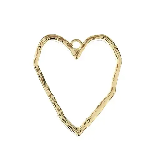 Beadwork Findings Gold Pendant Organic Heart 33x38mm 3pcs