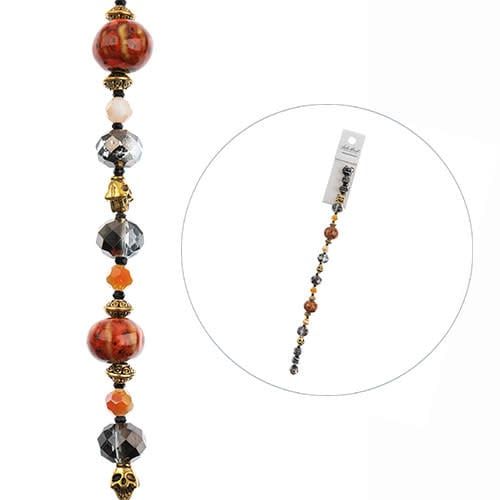 Crystal Lane DIY Designer 7in Bead Strand Glass, Ceramic, and Metal Pumpkins Patch Assorted
