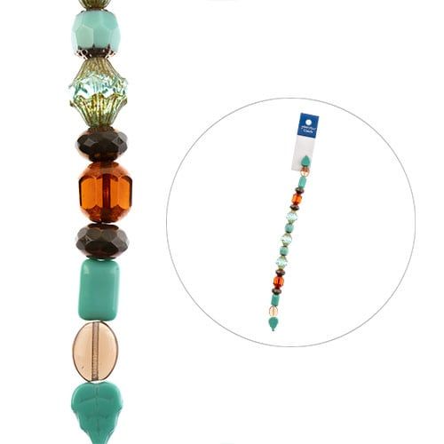 Glass Beads 7in Strand Assorted Shape/ Size Into the Woods