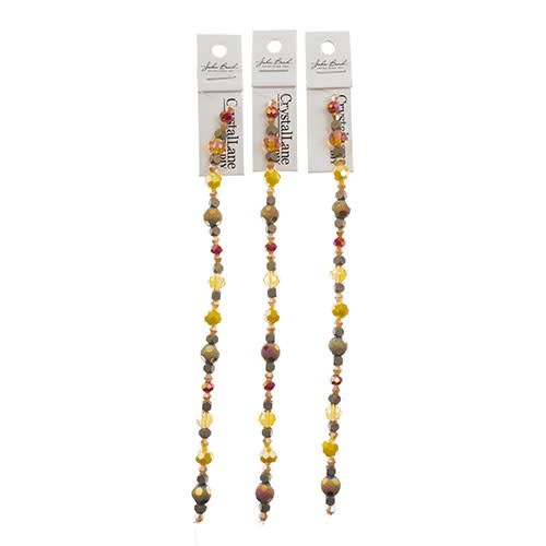 Crystal Lane DIY Designer 7in Bead Strand Glass and Hematite Orange and Yellow Assorted