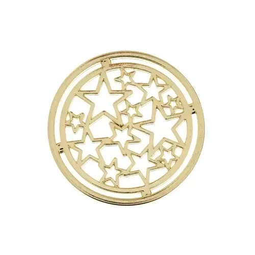 Beadwork Findings Gold Pendant Circle with Stars 22mm 6pcs