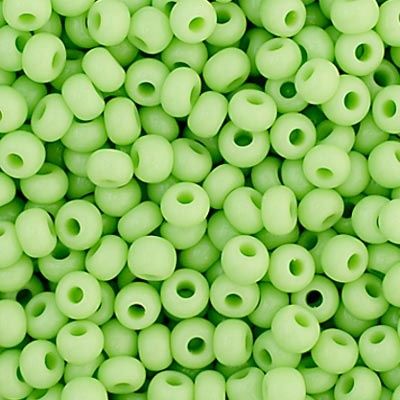 Seed Beads11/0 Op. Pale Green Strung 34908