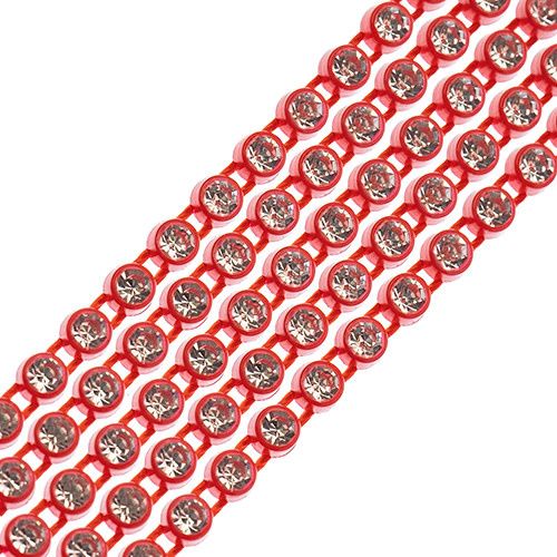 Crystal Lane Rhinestone Banding 1yd 1row ss8 Red Casing/ Crystal