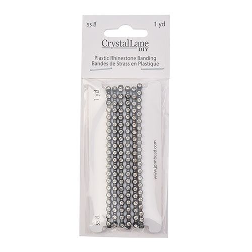 Crystal Lane Rhinestone Banding 1yd 1row ss8 Black Casing/ Crystal