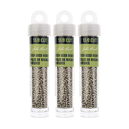CZECH SEED BEAD 13/0 CUT 13G VIAL METALLIC GREY TERRA DYED
