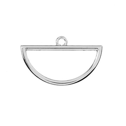 Beadwork Findings Silver Pendant Half Circle 18x30mm 4pcs