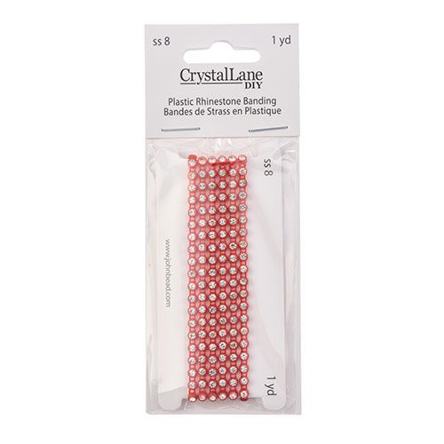 Crystal Lane Rhinestone Banding 1yd 1row ss8 Tangerine Casing/ Crystal