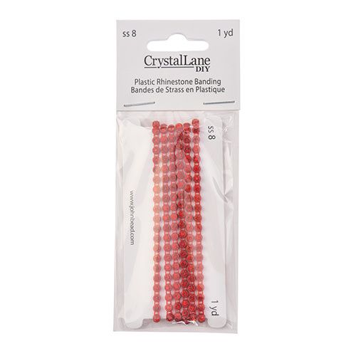 Crystal Lane Rhinestone Banding 1yd 1row ss8 Red Casing/ Light Siam