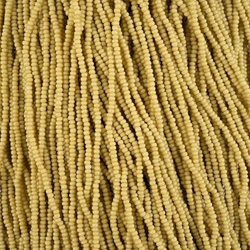 Czech Seed Bead 11/0 Mustard Chalk Dyed Solgel Strung
