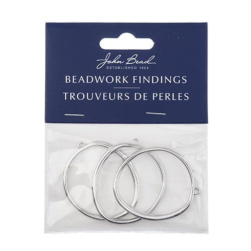 Beadwork Findings Silver Pendant Organic Circle 34x40mm 3pcs