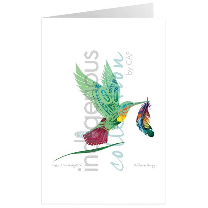 Green Hummingbird Art Card by Richard Shorty
