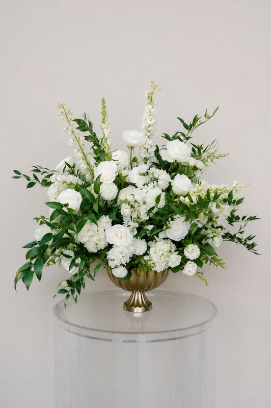 Large Greenery &amp; White Floral Centerpiece.