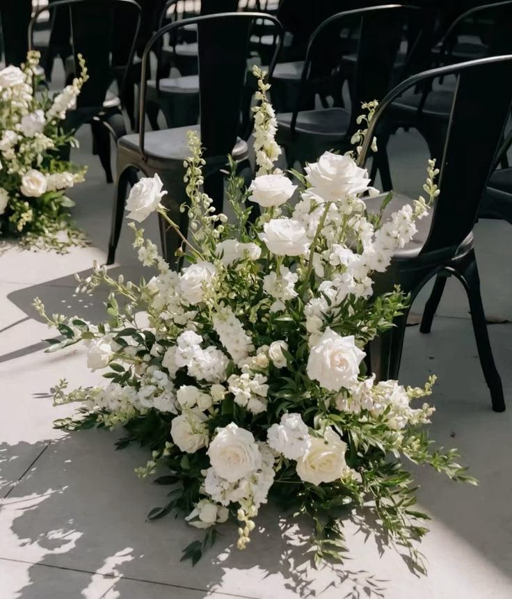 10 Large Greenery &amp; White Floral Aisle Arrangements