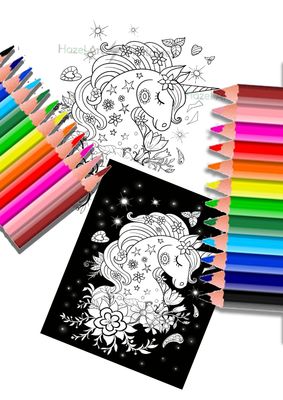 Unique Hand Drawn Unicorn. 2 sets.