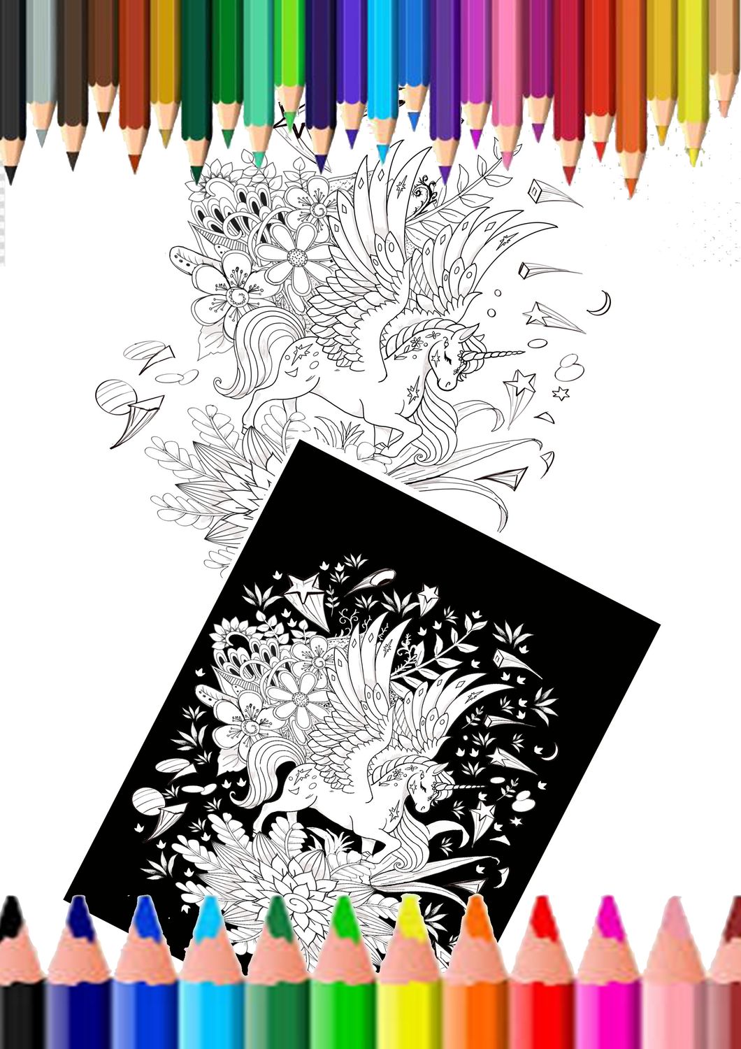 Hand Drawn Unicorn. 2 sets.