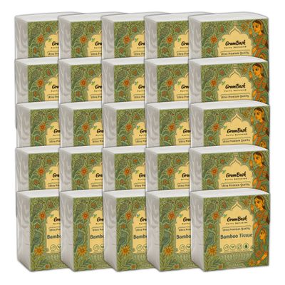 GRAMBASK - PURITY DELIVERED Bamboo Tissue Paper - 2000 Sheets | Pack of 25 x 80 Sheets