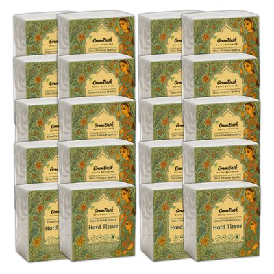 GRAMBASK - PURITY DELIVERED Hard 1 Ply Tissue Paper - 1600 Sheets | Pack of 20 x 80 Sheets